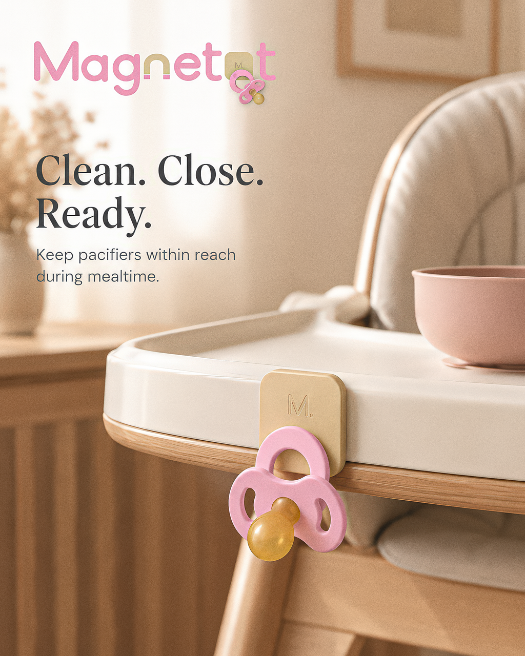 Magnetot Pacifier Set - 2 Pacifiers + 3 Magnetic Tiles