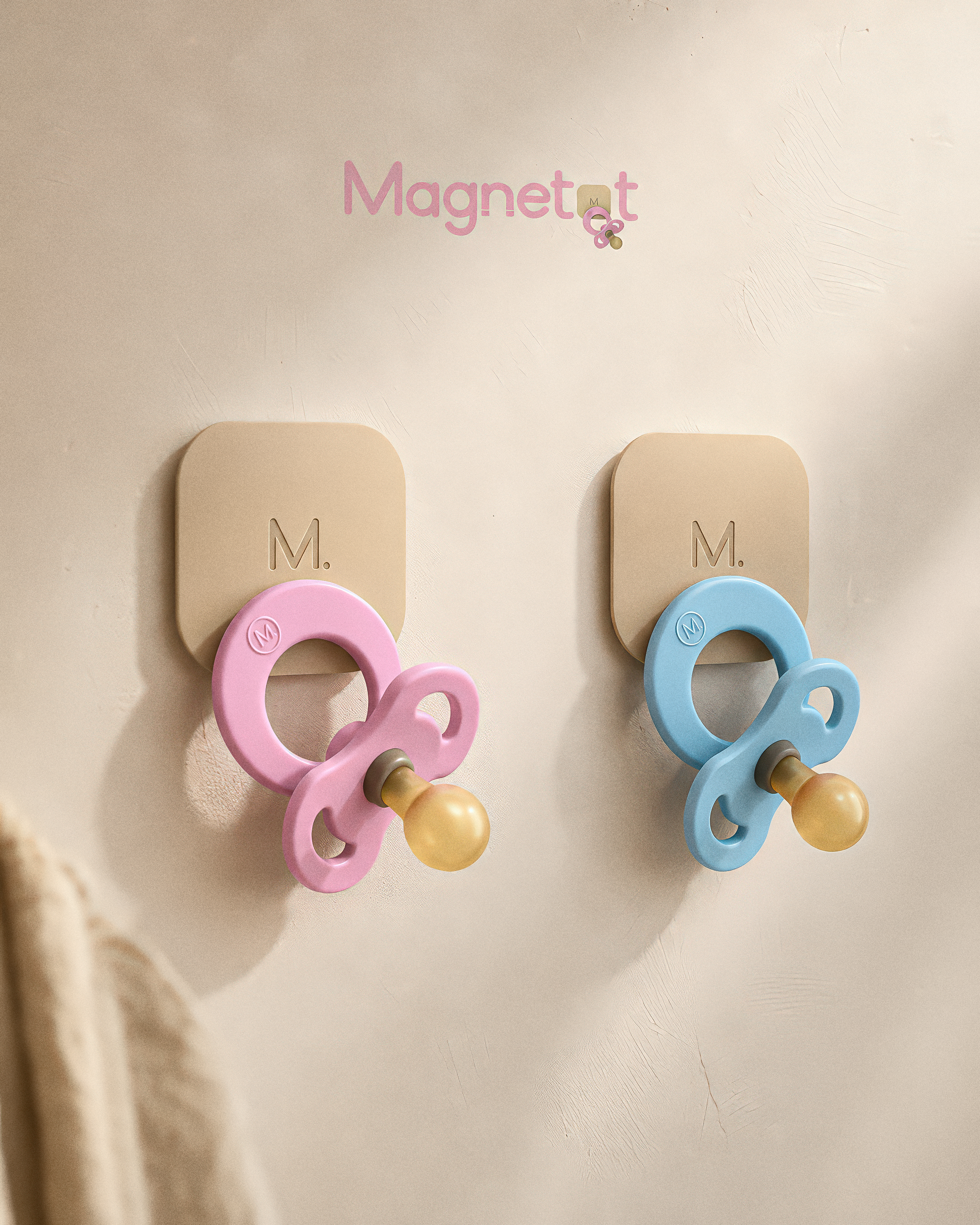 Magnetot Pacifier Set - 2 Pacifiers + 3 Magnetic Tiles