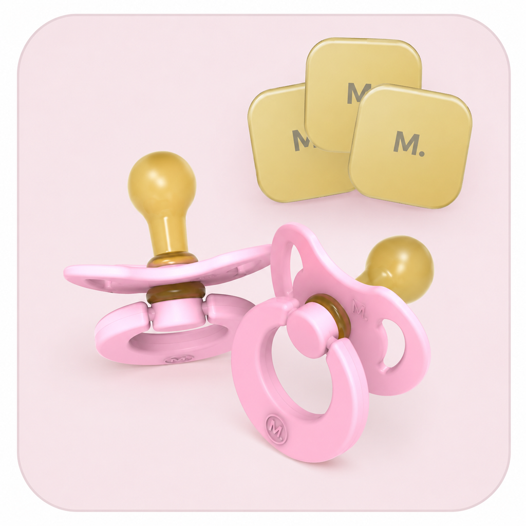 Magnetot Pacifier Set - 2 Pacifiers + 3 Magnetic Tiles