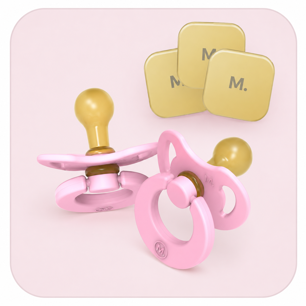 Magnetot Pacifier Set - 2 Pacifiers + 3 Magnetic Tiles
