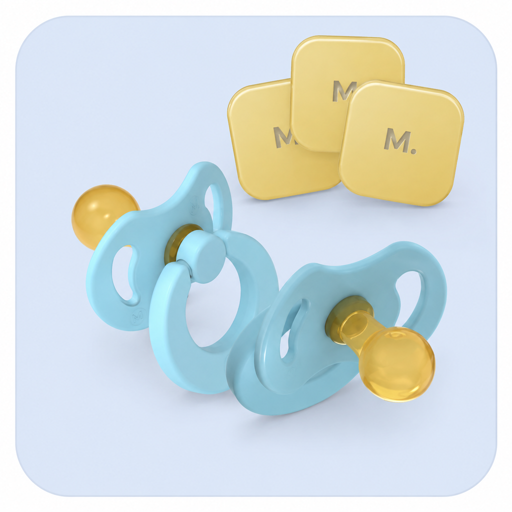 Magnetot Pacifier Set - 2 Pacifiers + 3 Magnetic Tiles