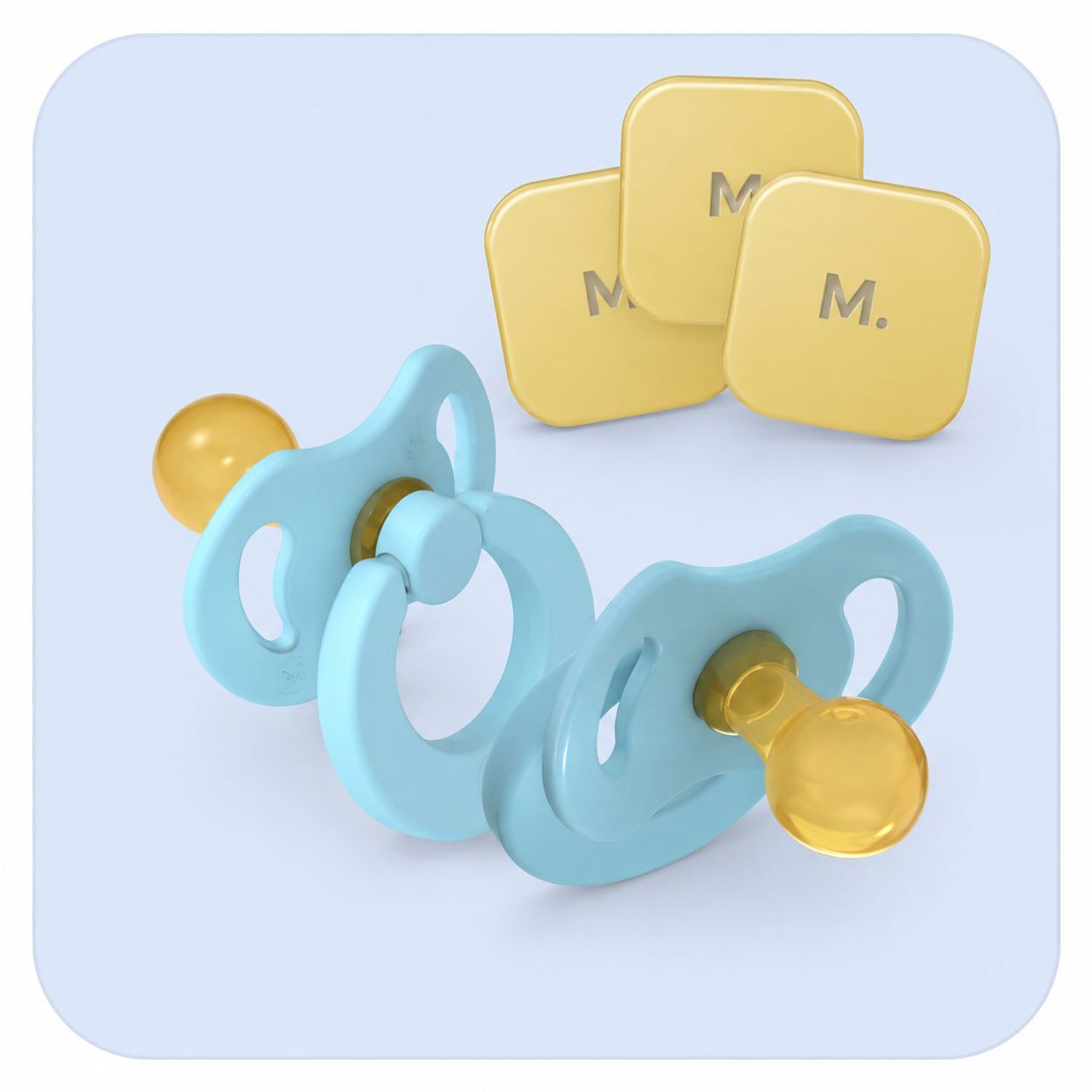 Magnetot Pacifier Set - 2 Pacifiers + 3 Magnetic Tiles